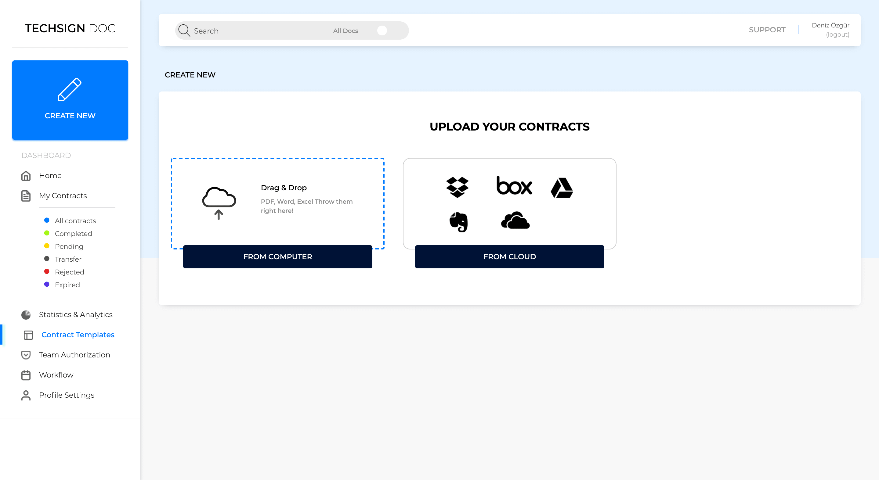 Upload new documents to create templates